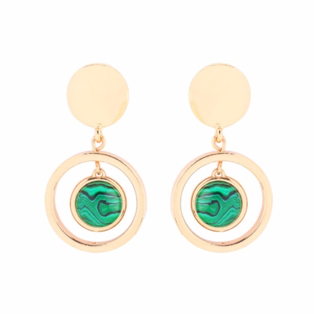 Green Drop Hoop Statement Earrings